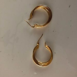3-Ring Gold-Tone Twisted Hoop Earrings